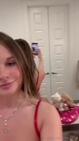 Lexi Marvel Hot Red Lingerie Ass Mirror