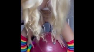 AmyRoseButt Yoga Ball Bouncing On Dildo Porn Video